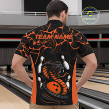 Load image into Gallery viewer, Custom Black And Orange Cobra Snake Bowling Jerseys, Bowling Team Men Quarter-Zip Shirts IPHW9040