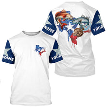 Load image into Gallery viewer, Custom Texas Slam Long Sleeve Fishing Shirts, Texas Trio Redfish, Trout, Flounder Fishing Shirts IPHW7068