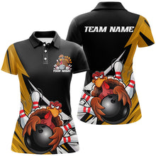 Load image into Gallery viewer, Black And Yellow Custom Funny Turkey Bowling Team Shirts For Women, Thanksgiving Outfit IPHW7876