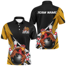 Load image into Gallery viewer, Black And Yellow Custom Funny Turkey Bowling Team Shirts For Men, Thanksgiving Bowling Outfit IPHW7876