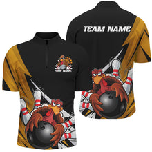 Load image into Gallery viewer, Black And Yellow Custom Funny Turkey Bowling Team Shirts For Men, Thanksgiving Bowling Outfit IPHW7876