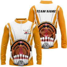 Load image into Gallery viewer, White And Yellow Custom Funny Thanksgiving Turkey Bowling Shirts For Men Bowling Team Outfit IPHW7884