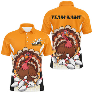 Custom Yellow Funny Turkey Bowling Team Shirts For Men, Thanksgiving Bowler Outfits IPHW7888