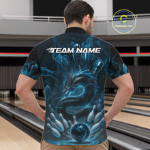 Load image into Gallery viewer, Custom Blue Flame Dragon Bowling Men Quarter-Zip Shirts, Dragon Bowling League Shirt IPHW10224