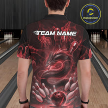 Load image into Gallery viewer, Custom Red Flame Dragon Bowling Men Polo Shirts, Dragon Bowling League Shirt IPHW10226