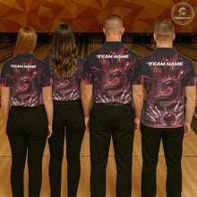 Load image into Gallery viewer, Custom Red Flame Dragon Bowling Men Polo Shirts, Dragon Bowling League Shirt IPHW10226