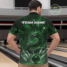 Load image into Gallery viewer, Custom Green Flame Dragon Bowling Men Quarter-Zip Shirts, Dragon Bowling League Shirt IPHW10228