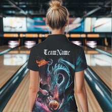 Load image into Gallery viewer, Blue Smoke Custom Dragon Bowling Team Polo Shirt For Women, Dragon Bowling Tournament Shirt IPHW8322