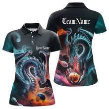 Load image into Gallery viewer, Blue Smoke Custom Dragon Bowling Team Polo Shirt For Women, Dragon Bowling Tournament Shirt IPHW8322