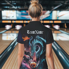 Load image into Gallery viewer, Blue Smoke Custom Dragon Bowling Team Quarter-Zip Shirt For Women, Bowling Tournament Shirt IPHW8323