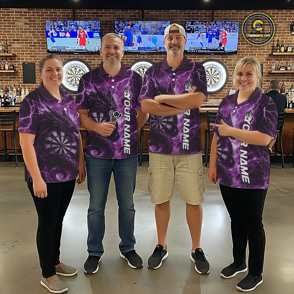 Custom Purple Thunder Lightning Dragon Dart Jerseys, Multi Styles Dart Team Shirts For Men, Women And Kid IPHW10399