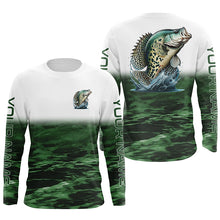 Load image into Gallery viewer, Personalized Crappie Fishing Long Sleeve Tournament Shirts, Crappie Fishing Jerseys | Green IPHW6035