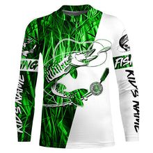 Load image into Gallery viewer, Musky Fishing Tattoo Green Grass Camo Custom Long Sleeve Tournament Shirts, Muskie Fishing Jerseys IPHW6293