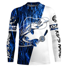 Load image into Gallery viewer, Musky Fishing Tattoo Blue Grass Camo Custom Long Sleeve Tournament Shirts, Muskie Fishing Jerseys IPHW6294
