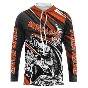 Custom Walleye Fishing Jerseys, Walleye Long Sleeve Performance Fishing Shirts | Orange IPHW6295