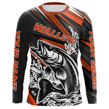 Load image into Gallery viewer, Custom Walleye Fishing Jerseys, Walleye Long Sleeve Performance Fishing Shirts | Orange IPHW6295