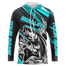 Load image into Gallery viewer, Custom Walleye Fishing Jerseys, Walleye Long Sleeve Performance Fishing Shirts | Teal Blue IPHW6297