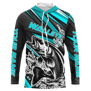 Custom Walleye Fishing Jerseys, Walleye Long Sleeve Performance Fishing Shirts | Teal Blue IPHW6297