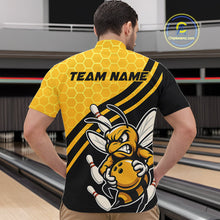 Load image into Gallery viewer, Custom Black And Yellow Bee Bowling Men Quarter-Zip Shirts, Honeycomb Bowling Team Shirt IPHW9044