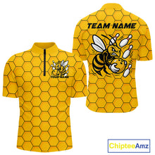 Load image into Gallery viewer, Custom Honeycomb Pattern Bee Bowling Team Men Quarter-Zip Shirts, Bowling League Shirts IPHW9045