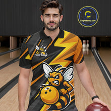Load image into Gallery viewer, Custom Black And Yellow Bee Bowling Polo Shirts For Men, Bowling Team Uniform IPHW9046