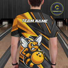 Load image into Gallery viewer, Custom Black And Yellow Bee Bowling Polo Shirts For Men, Bowling Team Uniform IPHW9046