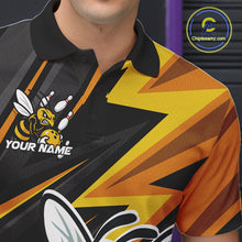 Load image into Gallery viewer, Custom Black And Yellow Bee Bowling Polo Shirts For Men, Bowling Team Uniform IPHW9046