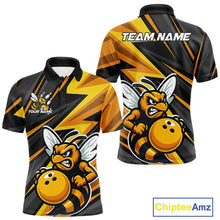 Load image into Gallery viewer, Custom Black And Yellow Bee Bowling Polo Shirts For Men, Bowling Team Uniform IPHW9046