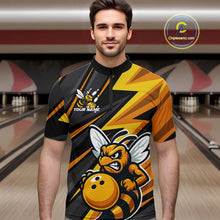 Load image into Gallery viewer, Custom Black And Yellow Bee Bowling Quarter-Zip Shirts For Men, Bowling Team Uniform IPHW9046