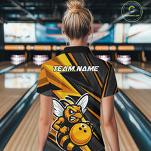 Load image into Gallery viewer, Custom Black And Yellow Bee Bowling Quarter-Zip Shirts For Women, Bowling Team Uniform IPHW9046