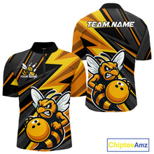 Load image into Gallery viewer, Custom Black And Yellow Bee Bowling Quarter-Zip Shirts For Men, Bowling Team Uniform IPHW9046