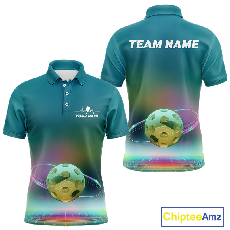 Custom Galaxy Colors Holographic Pickleball Team Polo Shirts For Men, Pickleball League Shirt IPHW9436
