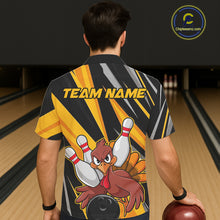 Load image into Gallery viewer, Custom Funny Turkey Men And Women Team Bowling Shirts, Yellow Thanksgiving Bowling Fall Outfits IPHW7661