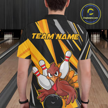 Load image into Gallery viewer, Custom Funny Turkey Bowling Shirts For Men, Yellow Thanksgiving Bowling Shirt Team Fall Outfits IPHW7661