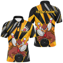 Load image into Gallery viewer, Custom Funny Turkey Bowling Shirts For Men, Yellow Thanksgiving Bowling Shirt Team Fall Outfits IPHW7661