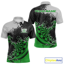 Load image into Gallery viewer, Custom Black And Green Dartboard Dart Team Men Polo Shirt, Dartboard Pattern Dart Jerseys IPHW9990
