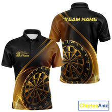 Load image into Gallery viewer, Custom Black And Gold Dartboard Dart Team Jerseys, Dart League Polo Shirt For Men IPHW9992