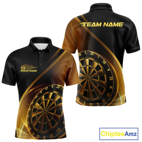 Custom Black And Gold Dartboard Dart Team Jerseys, Dart League Polo Shirt For Men IPHW9992