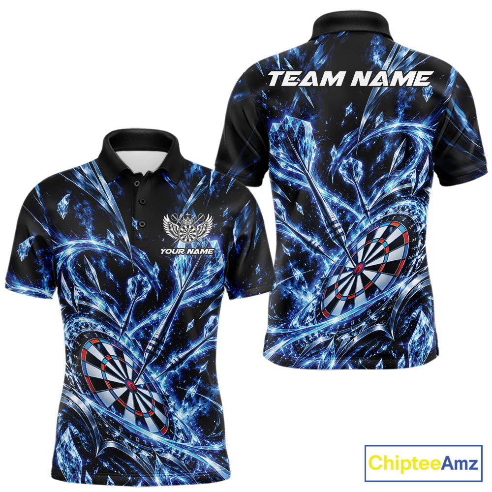 Custom Icy Blue Crystal Ice Dart Polo Shirt For Men, Dart Team Jersey Dart Outfit IPHW12444