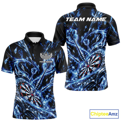 Custom Icy Blue Crystal Ice Dart Polo Shirt For Men, Dart Team Jersey Dart Outfit IPHW12444
