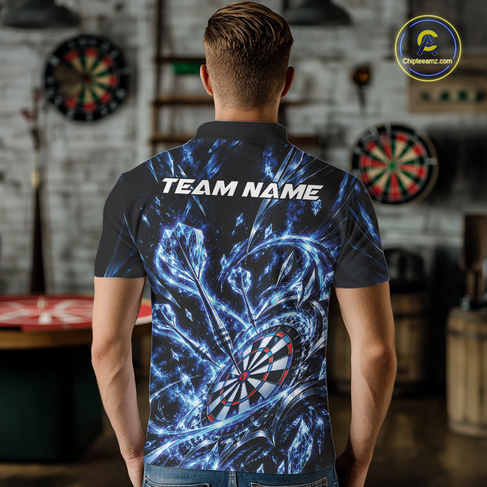 Custom Icy Blue Crystal Ice Dart Polo Shirt For Men, Dart Team Jersey Dart Outfit IPHW12444