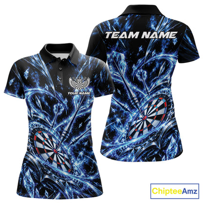 Custom Icy Blue Crystal Ice Dart Polo Shirt For Women, Dart Team Jersey Dart Outfit IPHW12444