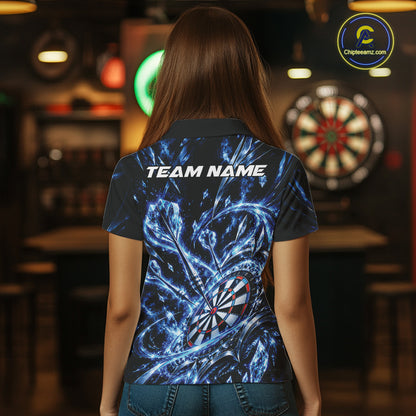 Custom Icy Blue Crystal Ice Dart Polo Shirt For Women, Dart Team Jersey Dart Outfit IPHW12444