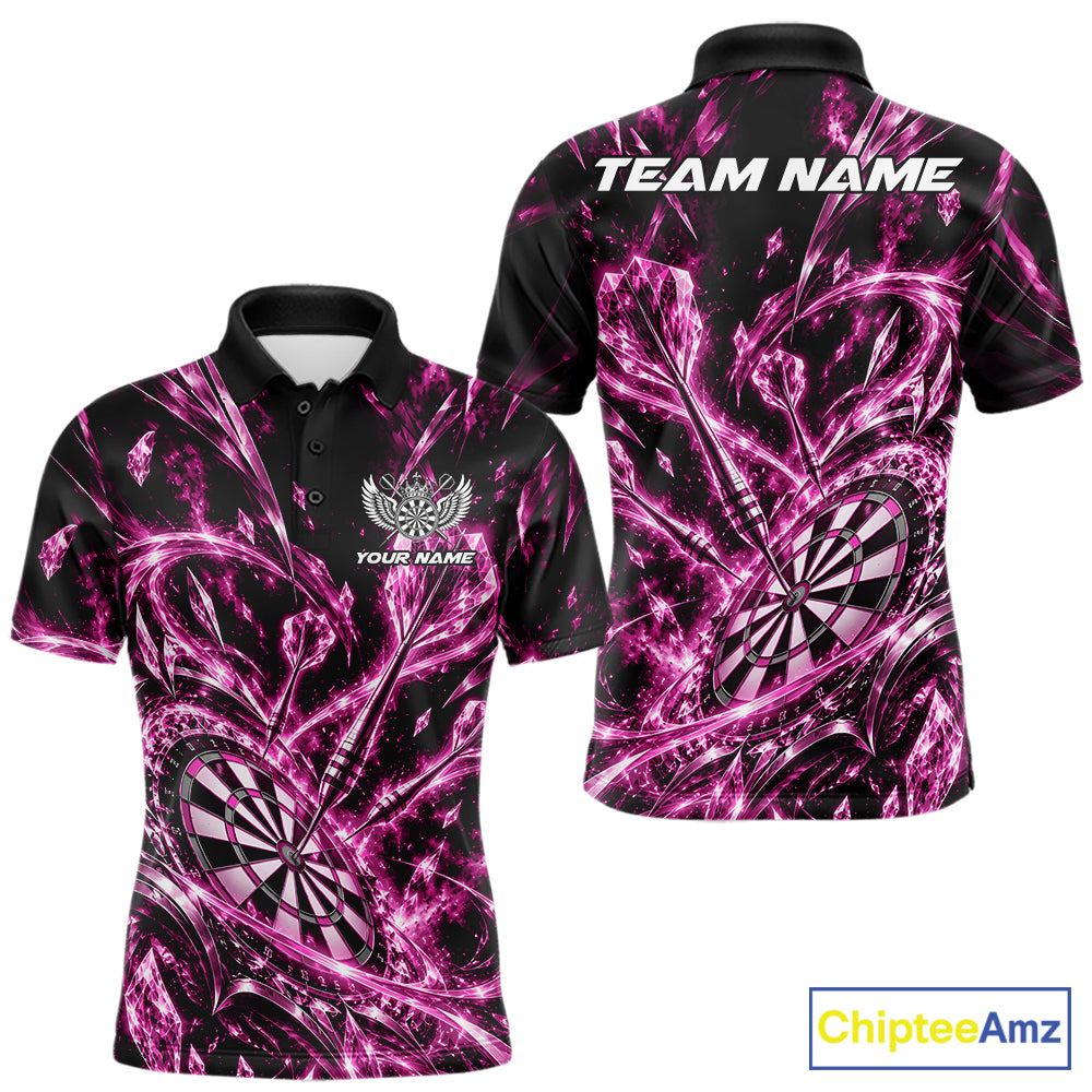 Custom Icy Pink Crystal Ice Dart Polo Shirt For Men, Dart Team Jersey Dart Outfit IPHW12445