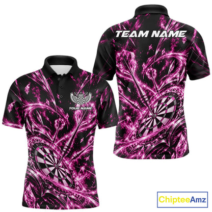 Custom Icy Pink Crystal Ice Dart Polo Shirt For Men, Dart Team Jersey Dart Outfit IPHW12445