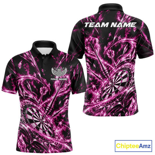 Custom Icy Pink Crystal Ice Dart Polo Shirt For Men, Dart Team Jersey Dart Outfit IPHW12445