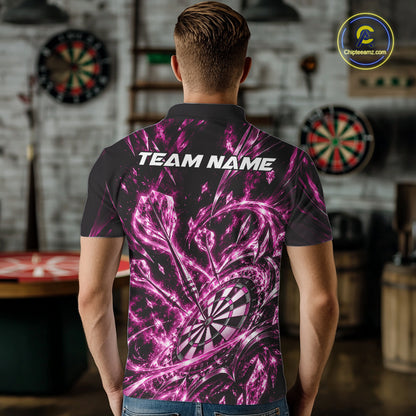 Custom Icy Pink Crystal Ice Dart Polo Shirt For Men, Dart Team Jersey Dart Outfit IPHW12445