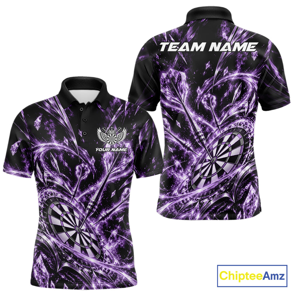 Custom Icy Purple Crystal Ice Dart Polo Shirt For Men, Dart Team Jersey Dart Outfit IPHW12446