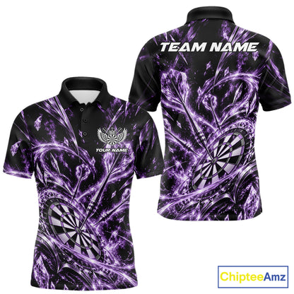 Custom Icy Purple Crystal Ice Dart Polo Shirt For Men, Dart Team Jersey Dart Outfit IPHW12446