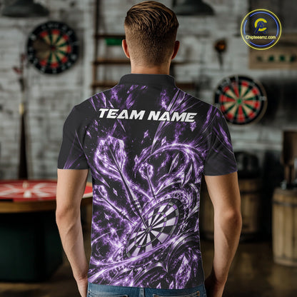 Custom Icy Purple Crystal Ice Dart Polo Shirt For Men, Dart Team Jersey Dart Outfit IPHW12446